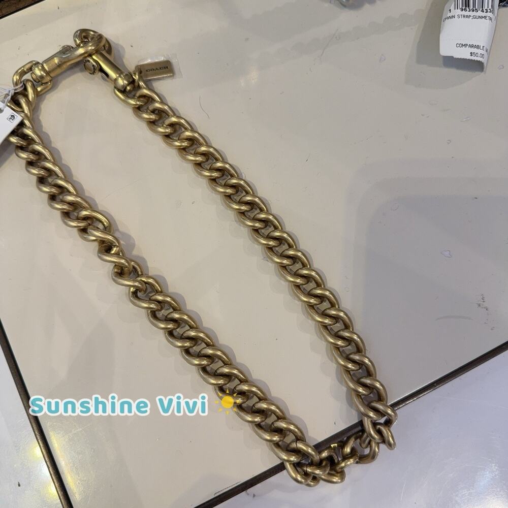 NWT Coach Short Chunky Curb Chain Strap CAT49 19 inch brass